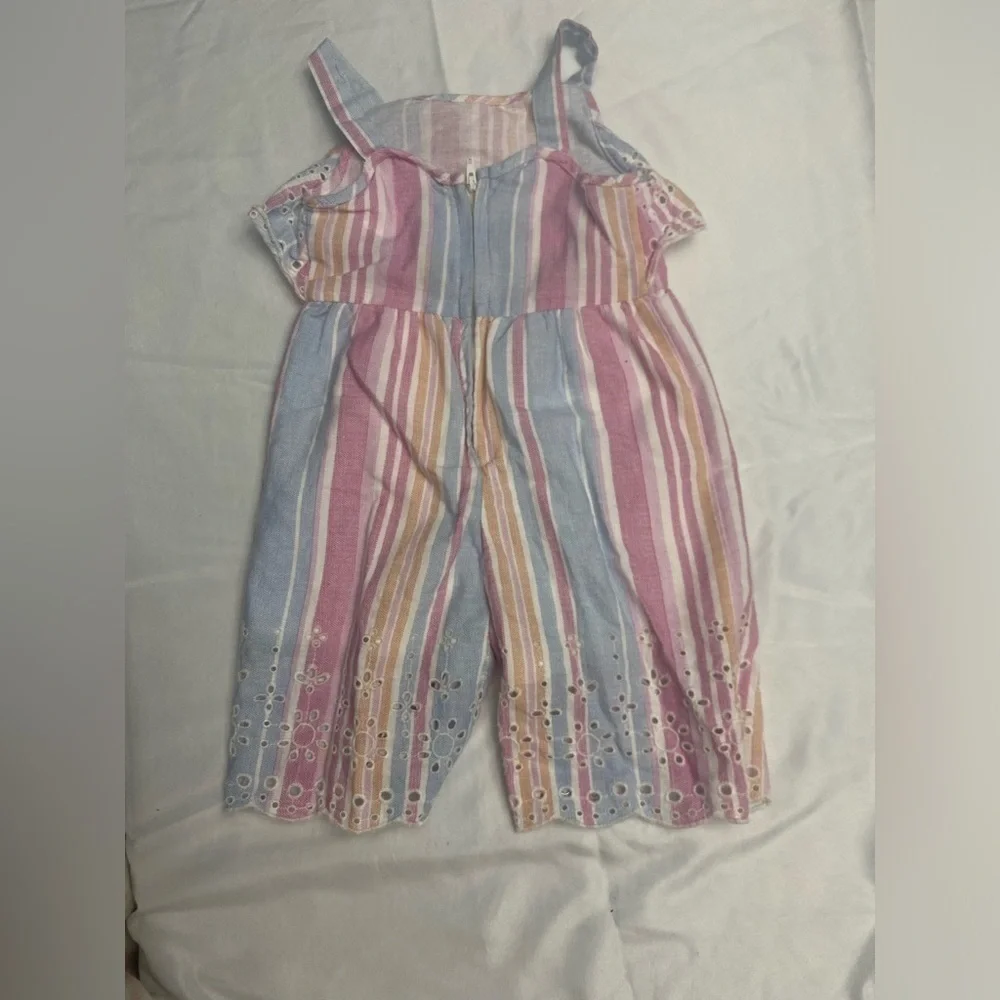 Rare Editions Jumpsuit Outfit One Piece Pink Striped linen Cotton 24M